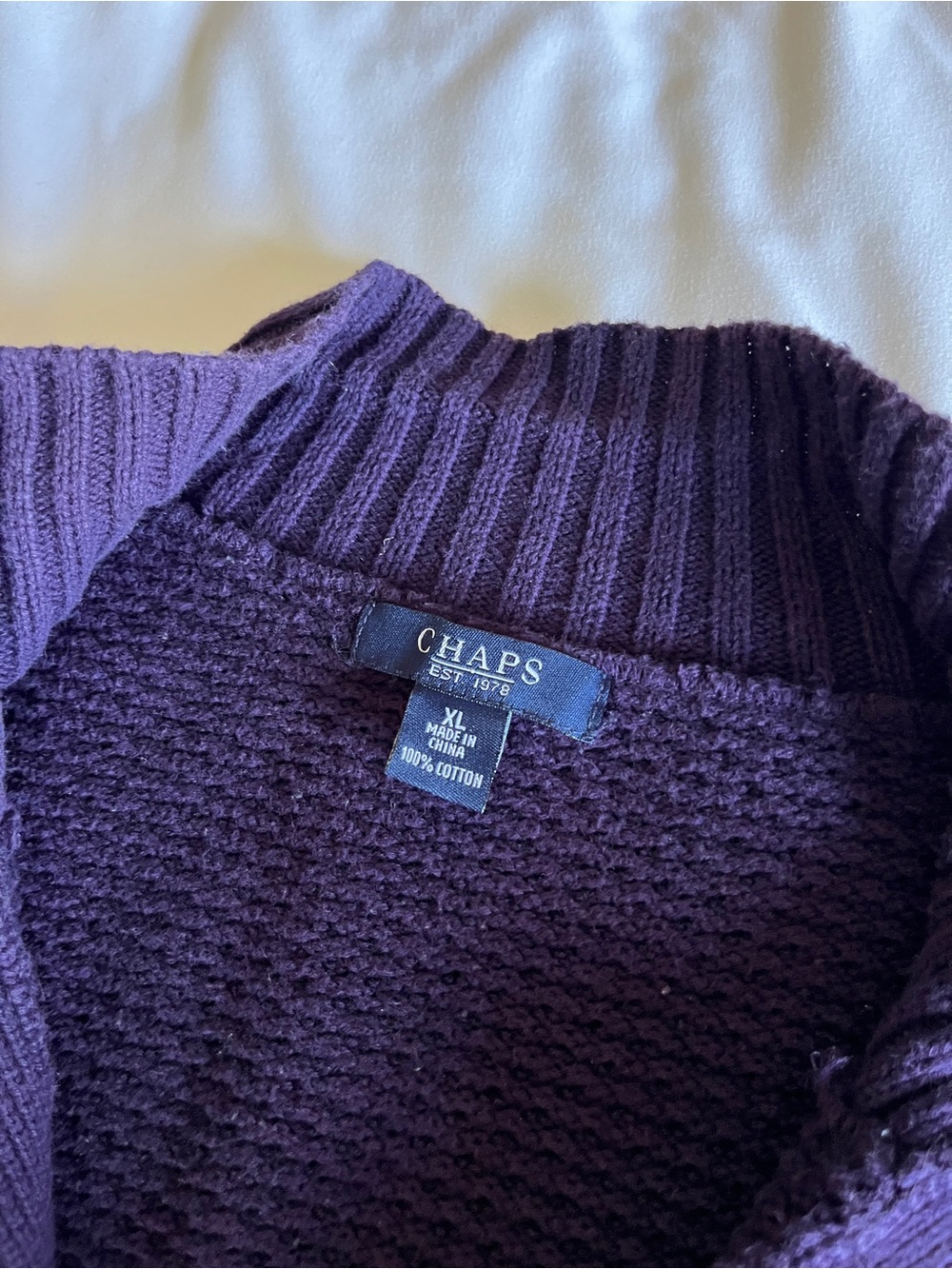 Chaps Purple 100% Cotton Chunky Knit Button Up Cardigan Sweater XL - Picture 2 of 16